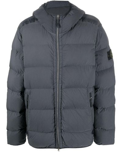 Stone Island Feather Down Hooded Coat - Gray