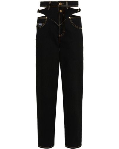 Versace Gerade Jeans mit Logo-Gravur - Schwarz