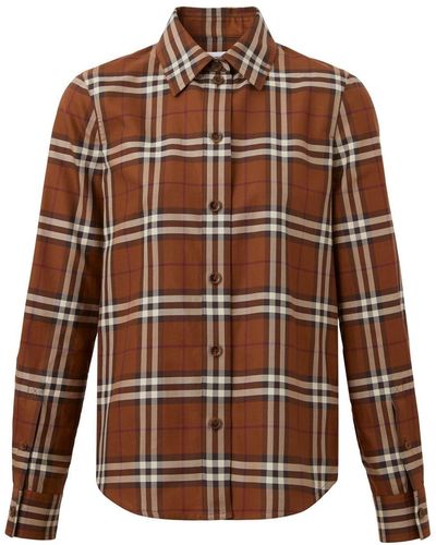 Burberry Camisa con motivo Vintage Check - Marrón