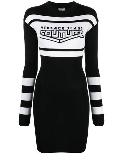 Versace Jerseykleid mit Logo-Print - Schwarz