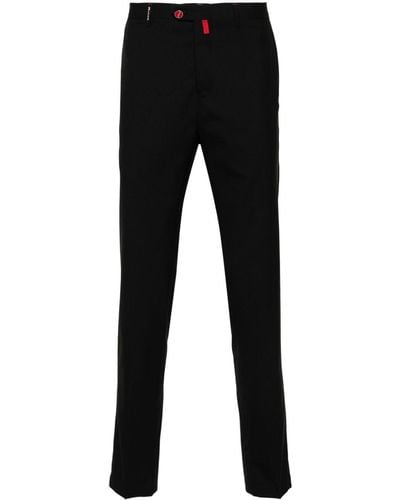 Kiton Logo-embroidered Slim-fit Trousers - Black