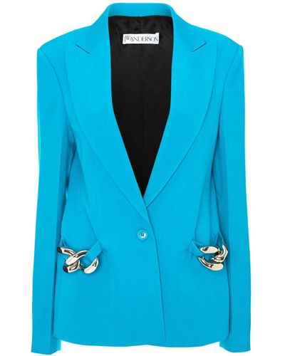JW Anderson Chain-detail Single-breasted Blazer - Blue