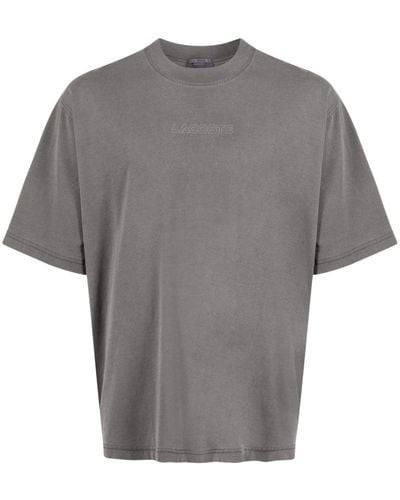 Lacoste T-shirt en coton à logo imprimé - Gris