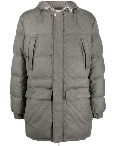 Eleventy Quilted Down Parka Coat - Gray