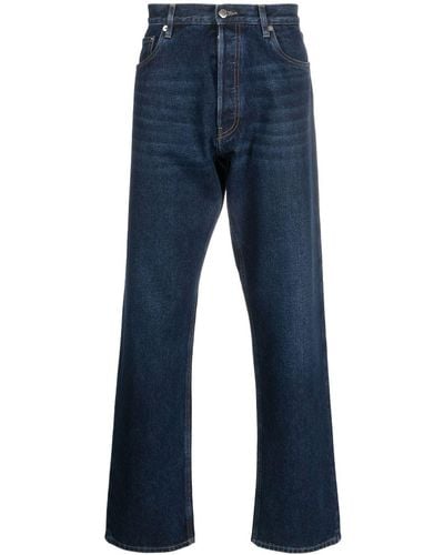 Prada Gerade Jeans mit Logo-Schild - Blau