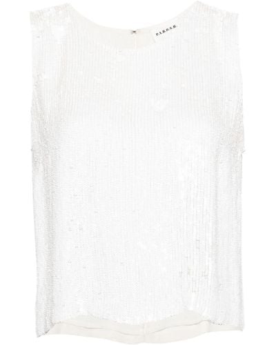 P.A.R.O.S.H. Sequin-embellished Top - White