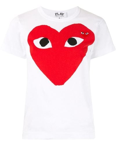 COMME DES GARÇONS PLAY Camiseta con parches del logo y corazón - Rojo