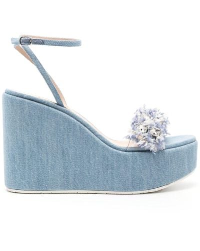 Casadei Sandalias Elsa con cuña de 80 mm - Azul