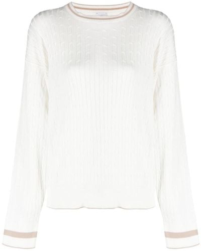 Eleventy Pullover mit Zopfmuster - Weiß