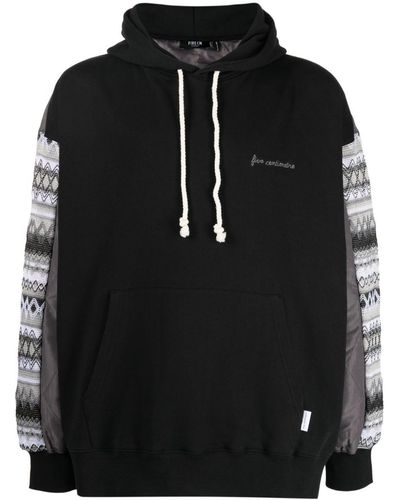 FIVE CM Logo-embroidered cotton hoodie - Negro