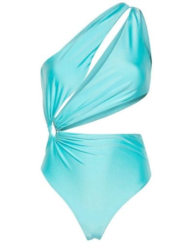 Amen Asymmetric Cut-out Swimsuit - Blue