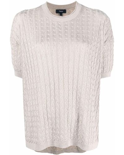 Theory Cable-knit Short-sleeved Jumper - Multicolour