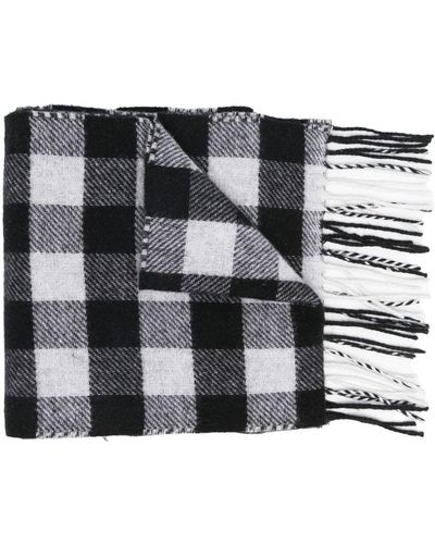 Woolrich Check-pattern Fringed-edge Scarf - Black