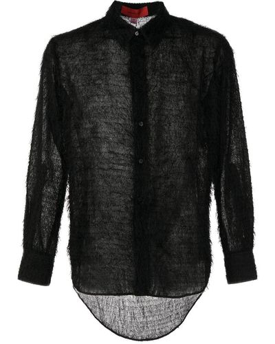 Eckhaus Latta Camisa texturizada de manga larga - Negro