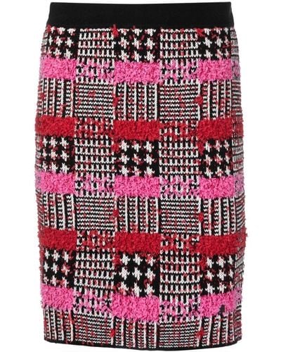 Karl Lagerfeld Check-pattern Bouclé Skirt - Red