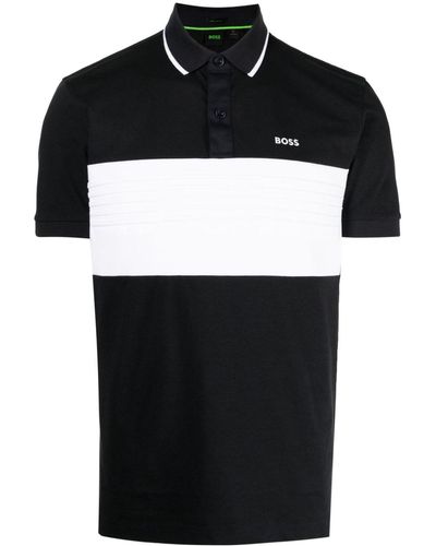BOSS カラーブロック ポロシャツ - ブラック