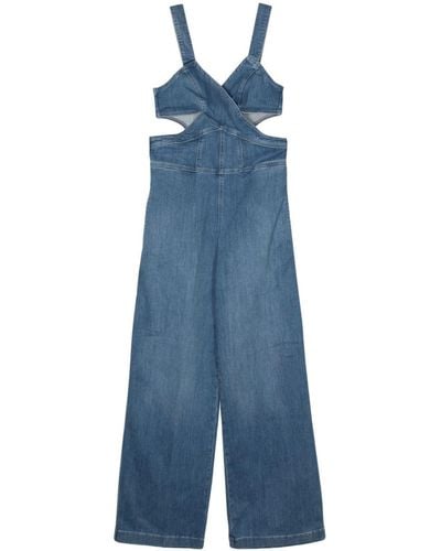 Liu Jo Denim-Jumpsuit mit Cut-Outs - Blau