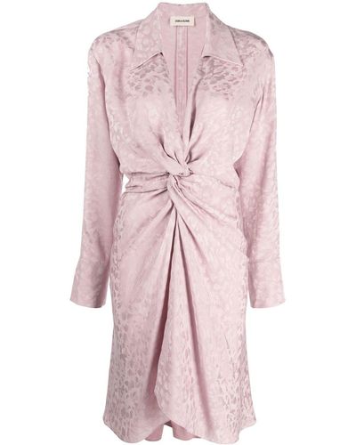 Zadig & Voltaire Robe en soie Rozo à imprimé léopard - Rose