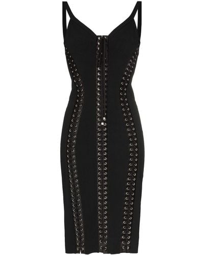 Dolce & Gabbana Vestido ajustado sin mangas con cordones - Negro
