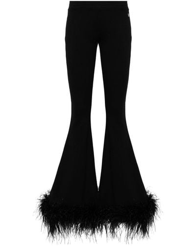 GIUSEPPE DI MORABITO Feather-trim Flared Jersey Trousers - Black