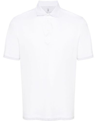 Brunello Cucinelli Contrasting-trim Cotton Polo Shirt - White