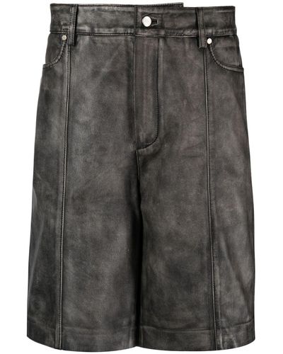 Han Kjobenhavn Faded Straight-leg Leather Shorts - Grey