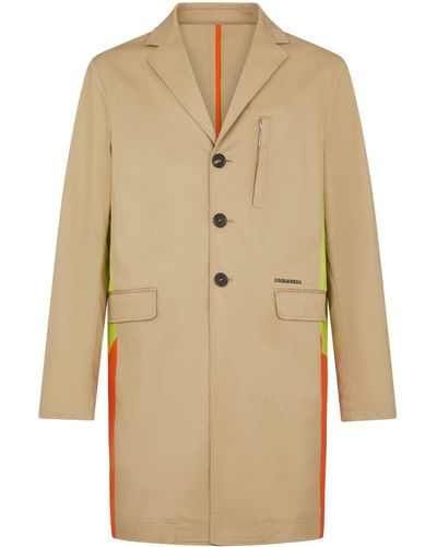 DSquared² Contrasting-panels Single-breasted Coat - Natural