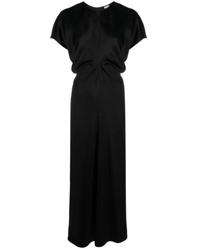 Totême Robe longue en satin à design drapé - Noir