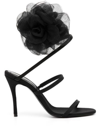 Magda Butrym Spiral Organza-flower Sandals - Black