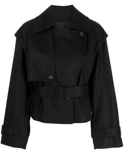 JNBY Open-back Cropped Trench Coat - Black