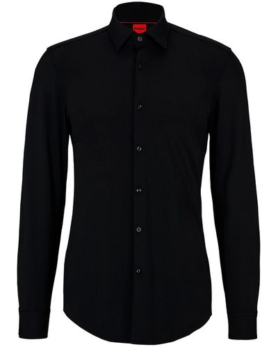 HUGO Stretch Button-up Shirt - Black