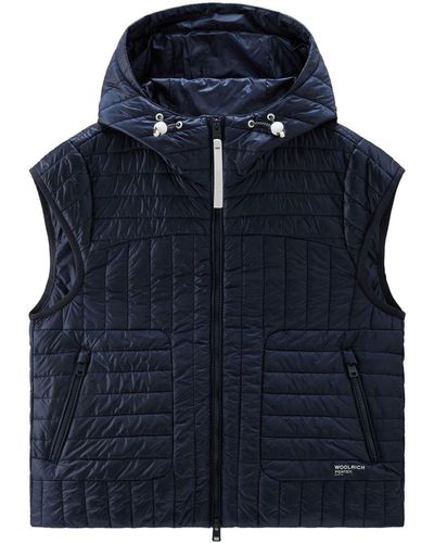 Woolrich Hooded Quilted Gilet - Blue