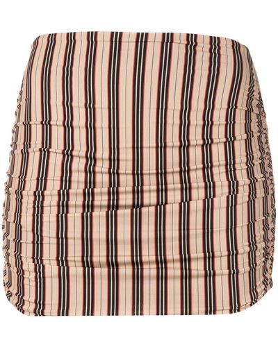 Amir Slama Stripe-print Mini Skirt - Brown