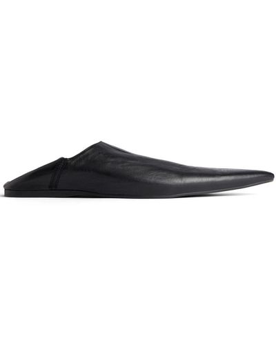 Balenciaga Leather Flat Mules - Black