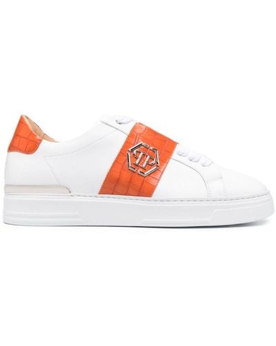 Philipp Plein Logo-plaque Leather Low-top Trainers - White