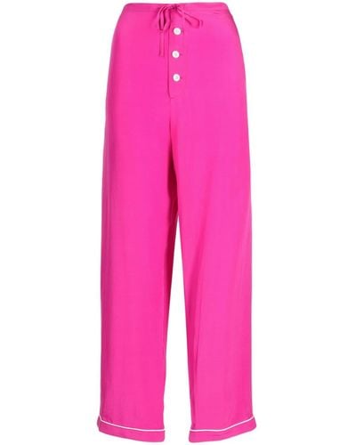 Bode Shadow Jasmine Silk Pajama Pants - Pink