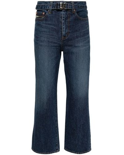 Sacai Cropped Bootcut Jeans - Blue