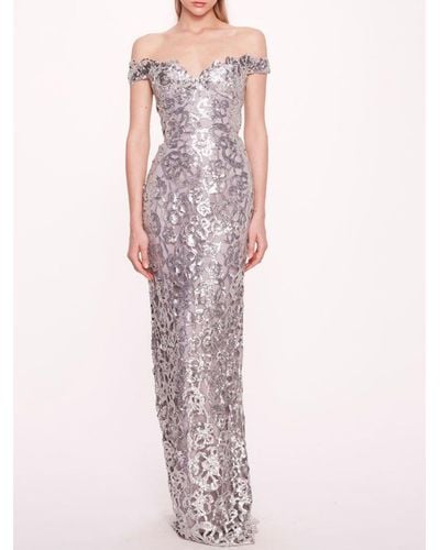 Marchesa Sequin Sweetheart-neck Gown - Pink