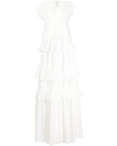 Acler Ascot Ruffled Strapless Gown - White