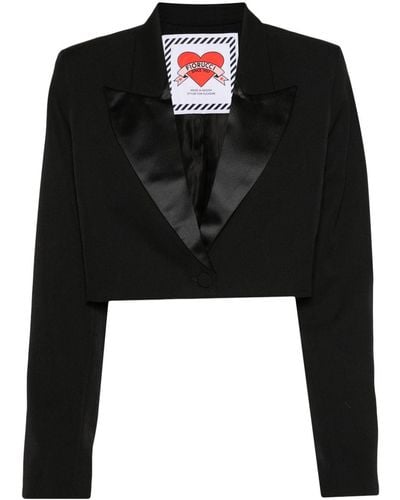 Fiorucci Heart-patch cropped blazer - Noir