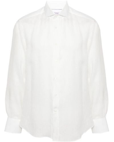 Brunello Cucinelli Long-sleeve Linen Shirt - White