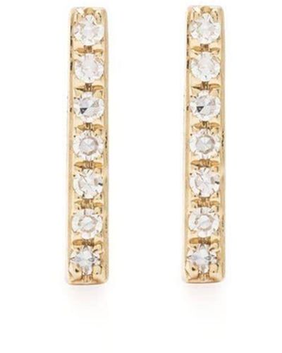 EF Collection 14kt Yellow Gold Mini Bar Diamond Stud Earring - White