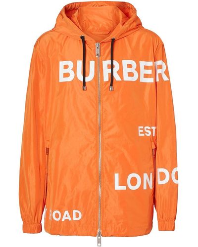 Burberry Horseferry Print Nylon Hooded Jacket - Orange