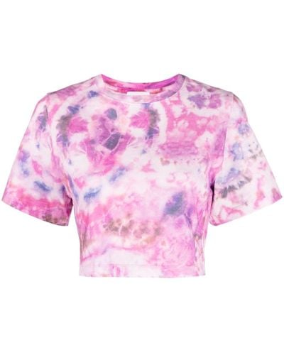 Isabel Marant T-shirt crop con fantasia tie-dye - Rosa