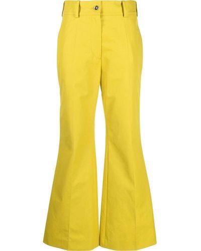 Patou Logo-embroidered Flared Pants - Yellow