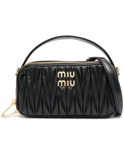 Miu Miu Matelassé Leather Cross-body Bag - Black