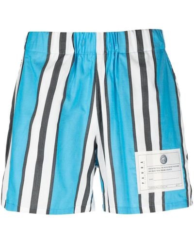 Paura Logo-patch Striped Shorts - Blue