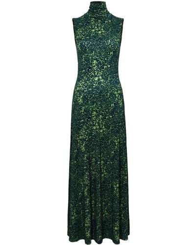 Proenza Schouler Abstract-print High-neck Dress - Green