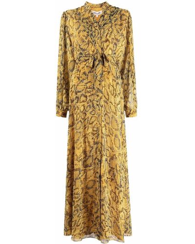 Diane von Furstenberg Belted Snake-print Maxi Dress - Metallic