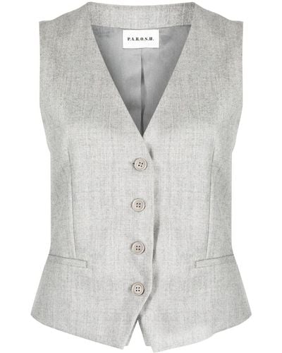 P.A.R.O.S.H. Button-up Virgin Wool-blend Gilet - Gray